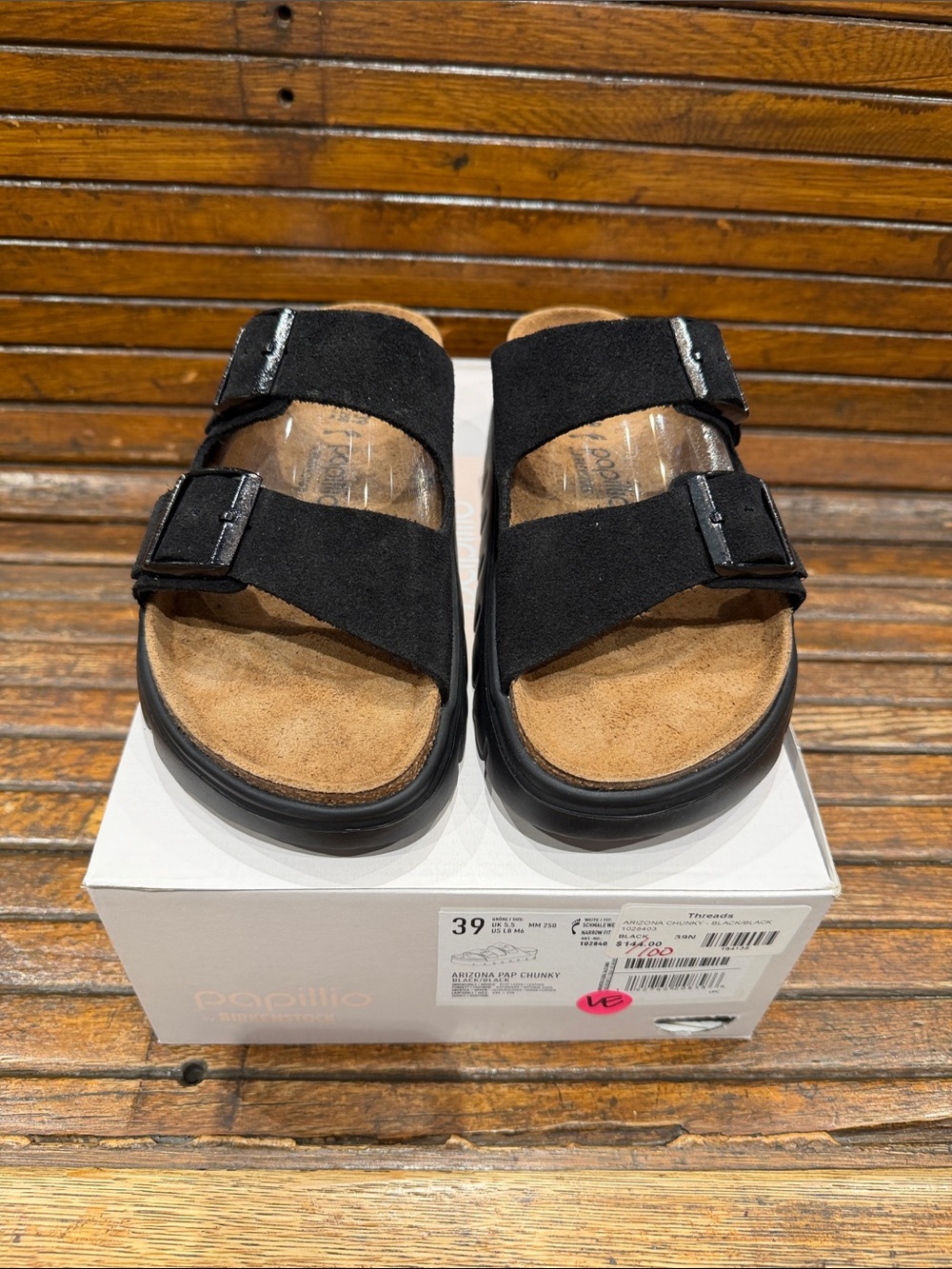 Birkenstock Black Suede Two-Strap Sandals